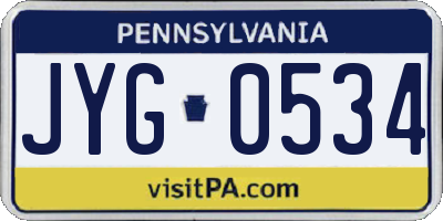PA license plate JYG0534