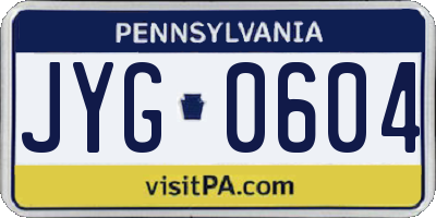 PA license plate JYG0604