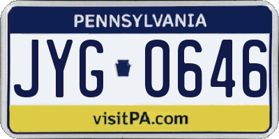 PA license plate JYG0646