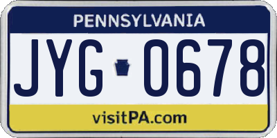PA license plate JYG0678