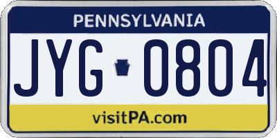 PA license plate JYG0804
