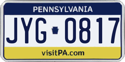 PA license plate JYG0817