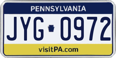 PA license plate JYG0972
