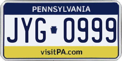 PA license plate JYG0999