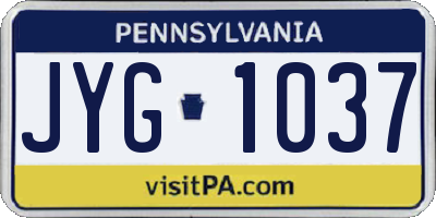 PA license plate JYG1037
