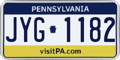 PA license plate JYG1182