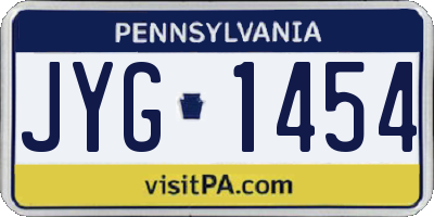 PA license plate JYG1454