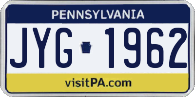 PA license plate JYG1962