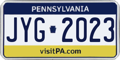 PA license plate JYG2023