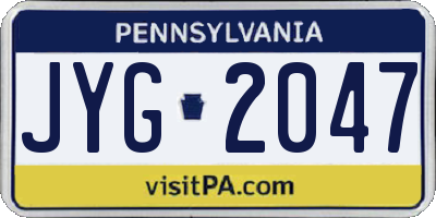 PA license plate JYG2047
