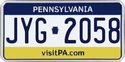 PA license plate JYG2058