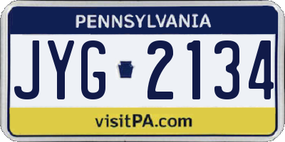 PA license plate JYG2134
