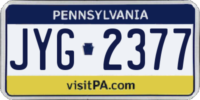 PA license plate JYG2377
