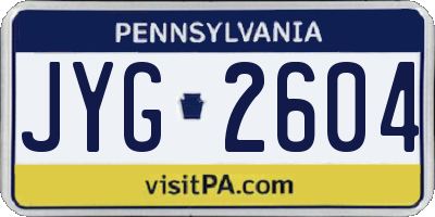 PA license plate JYG2604