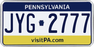 PA license plate JYG2777