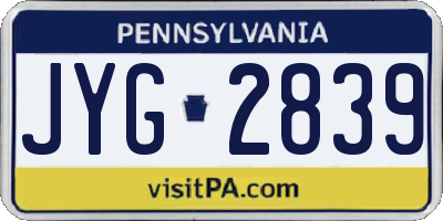 PA license plate JYG2839