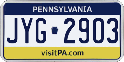 PA license plate JYG2903