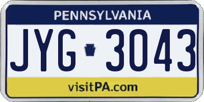 PA license plate JYG3043