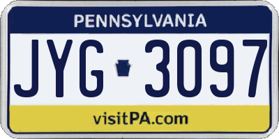 PA license plate JYG3097