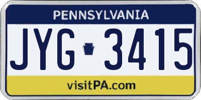 PA license plate JYG3415