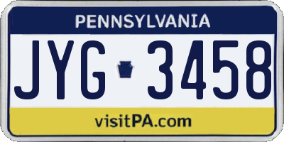 PA license plate JYG3458