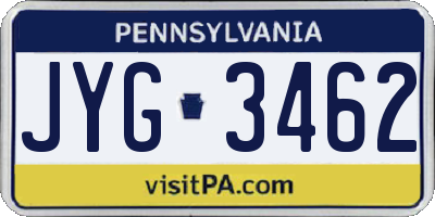 PA license plate JYG3462