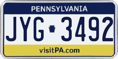 PA license plate JYG3492