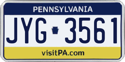 PA license plate JYG3561