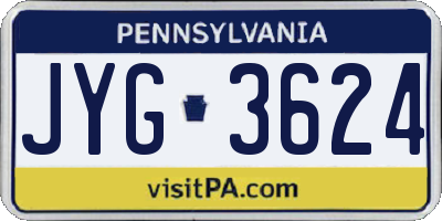 PA license plate JYG3624