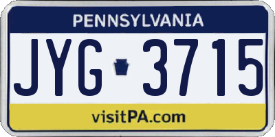 PA license plate JYG3715