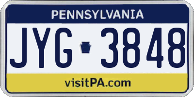 PA license plate JYG3848