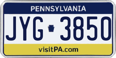 PA license plate JYG3850