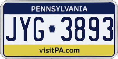 PA license plate JYG3893
