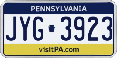 PA license plate JYG3923