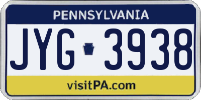 PA license plate JYG3938