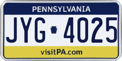 PA license plate JYG4025