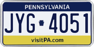 PA license plate JYG4051