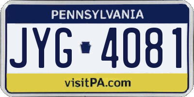 PA license plate JYG4081