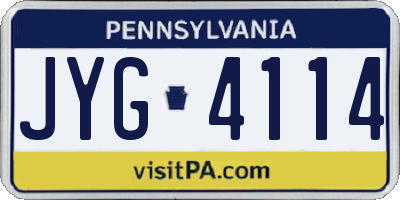 PA license plate JYG4114