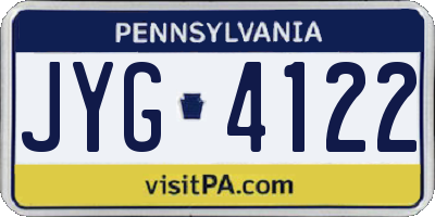 PA license plate JYG4122