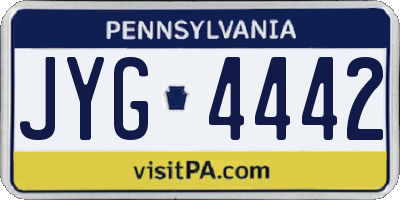 PA license plate JYG4442