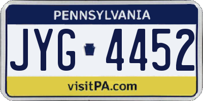PA license plate JYG4452