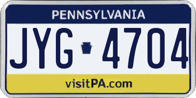 PA license plate JYG4704