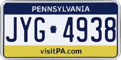 PA license plate JYG4938