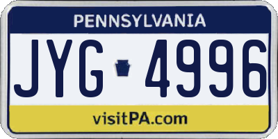 PA license plate JYG4996