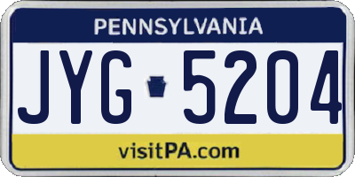 PA license plate JYG5204