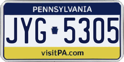 PA license plate JYG5305