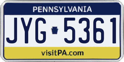 PA license plate JYG5361