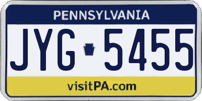 PA license plate JYG5455