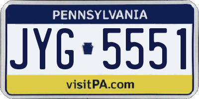 PA license plate JYG5551